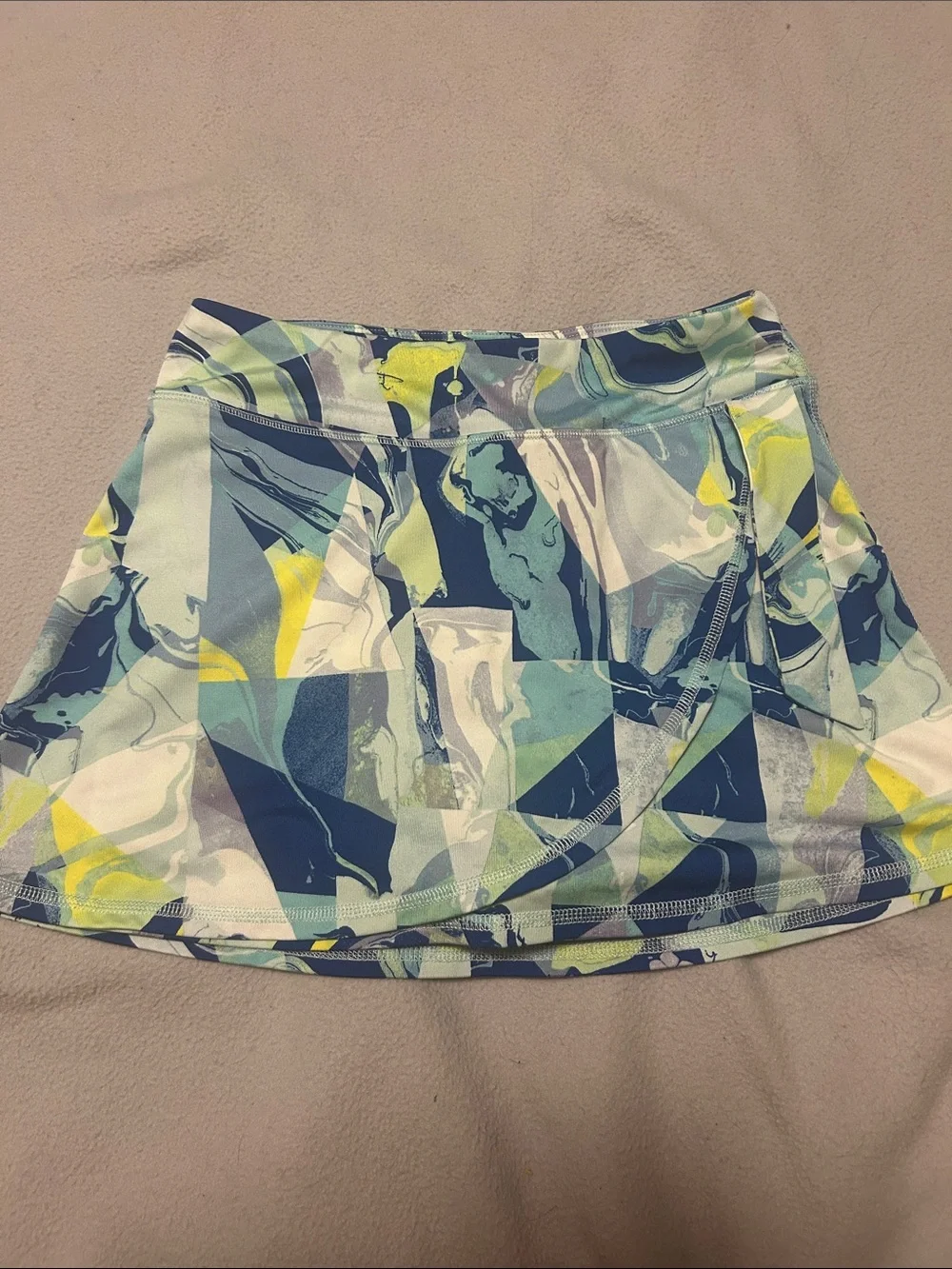 Ideology Abstract Print Skort - Blue, Green, Yellow